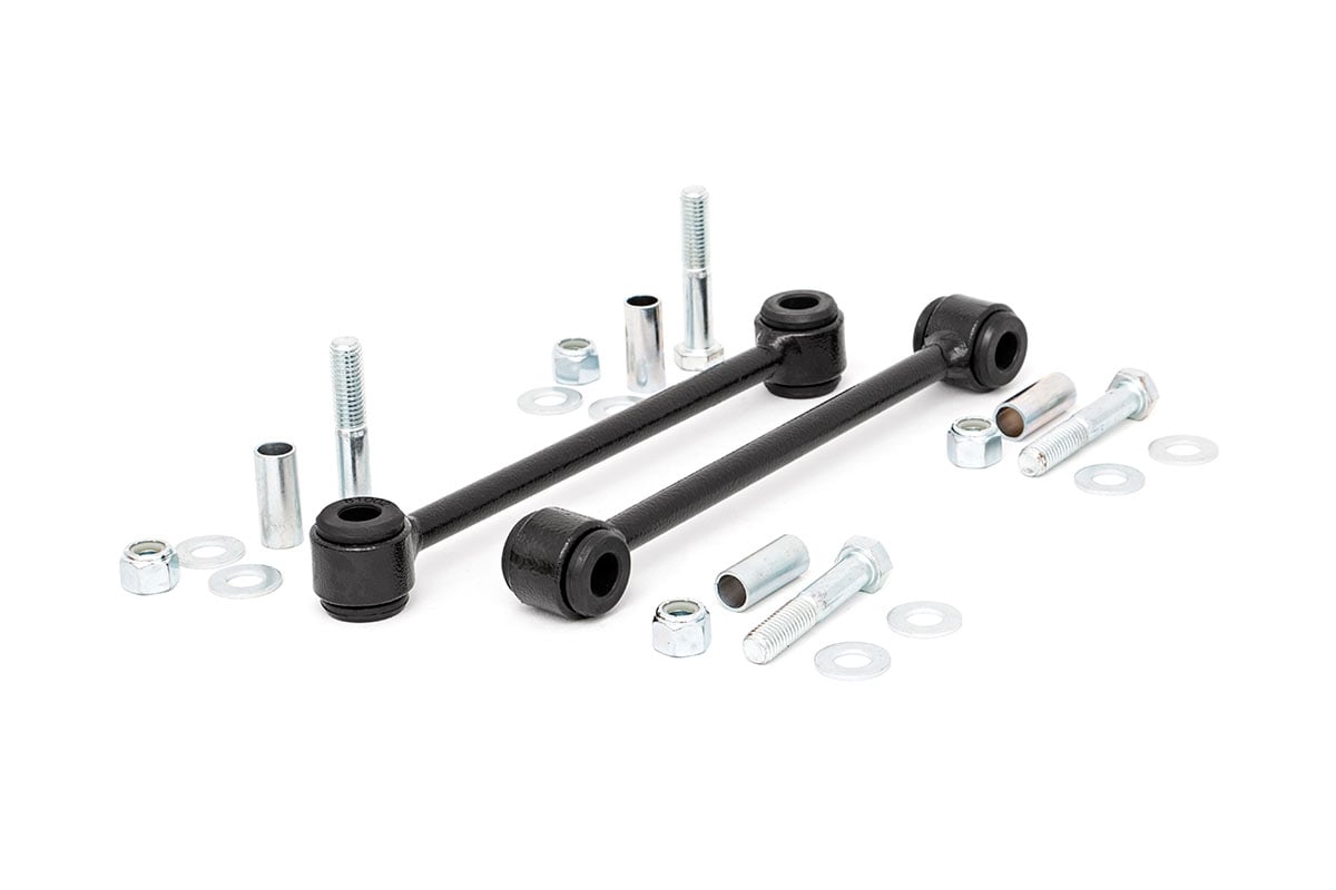 Jeep Wrangler Sway Bar Links - Rear - Rough Country - 2.5-4 Inch Lift - Black - '07-'10